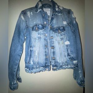 Trafaluc by Zara vintage Light Blue Distressed Jean Jacket